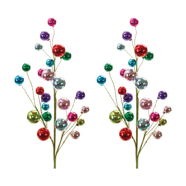 Colorful Holiday Ornament Spray (Set of 2) (Set of 2) | Wayfair North America