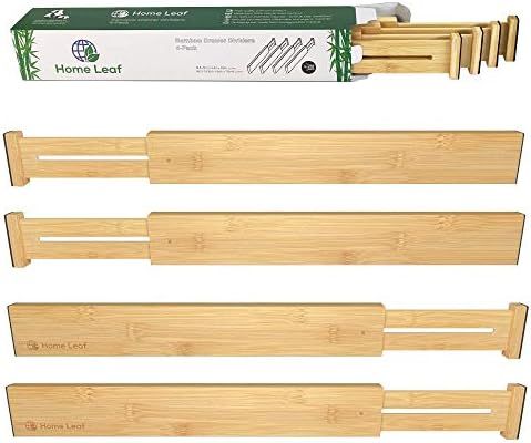 Bamboo Adjustable Drawer Divider - Set of 4 - Expandable Drawer Organizers - For Kitchen, Bedroom... | Amazon (US)