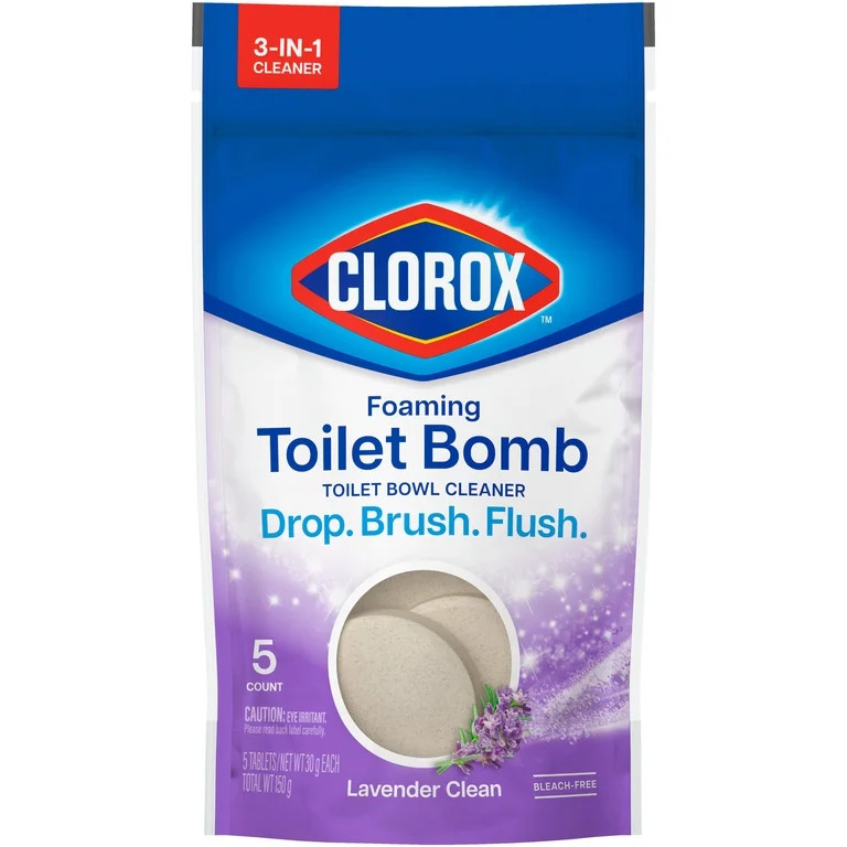 Clorox Foaming Toilet Bomb Toilet Bowl Cleaner, Bleach Free, Lavender Clean, 5 Count | Walmart (US)