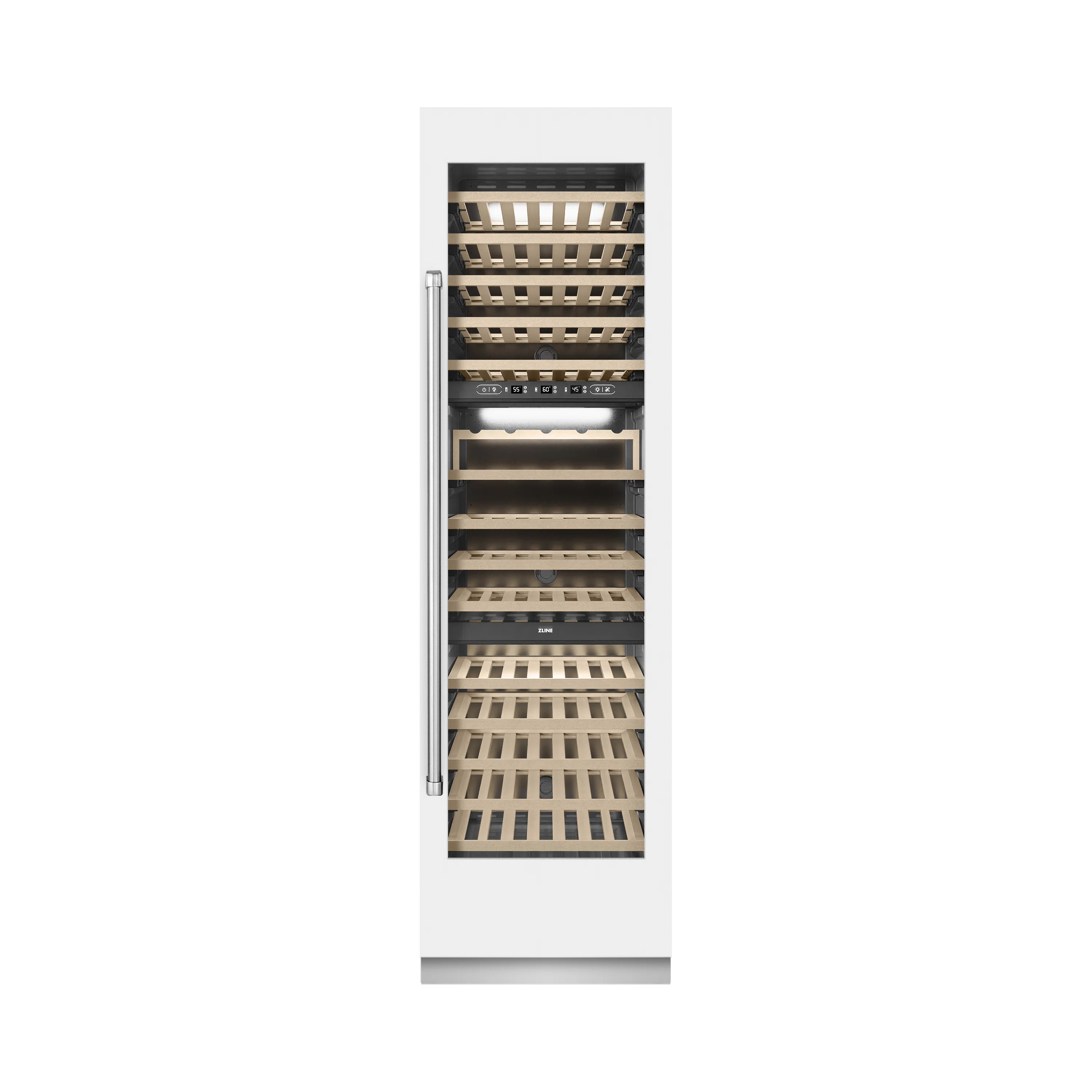 ZLINE Autograph 24 in. White Matte 100 Bottle Column Wine Cooler with Gold Accents | Perigold