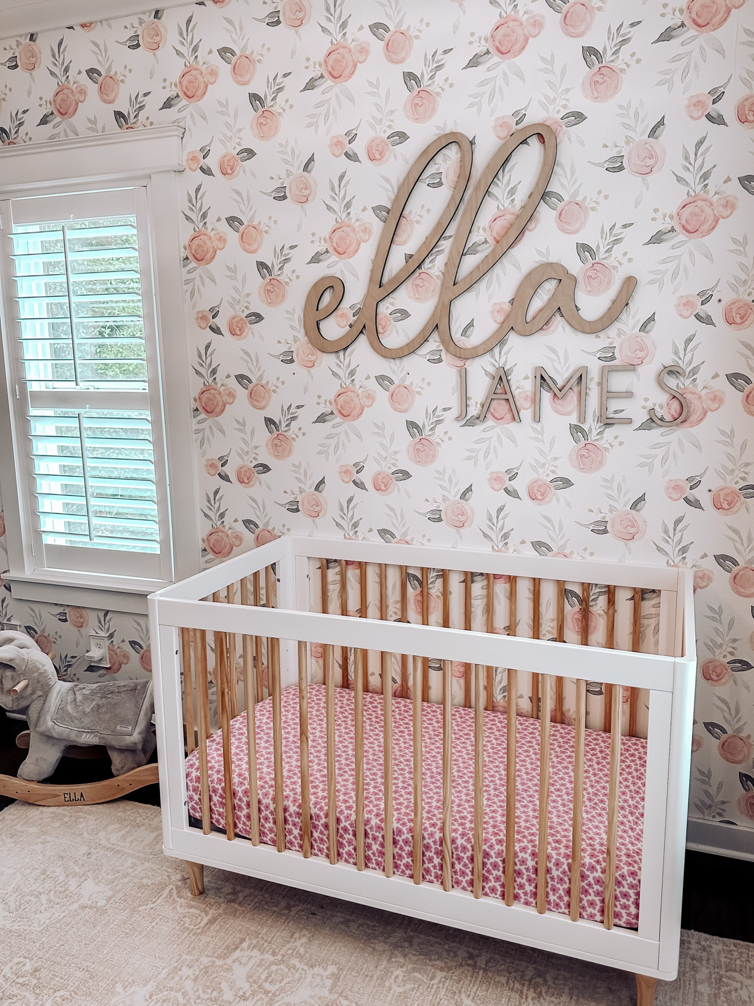 Our Ella girls nursery. 
Her name sign is my favorite part of this room 🤍

#LTKkids #LTKbump #LTKbaby