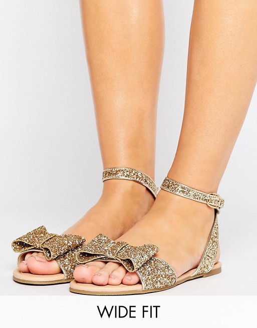 ASOS FAIR LADY Wide Fit Bow Flat Sandals | ASOS US