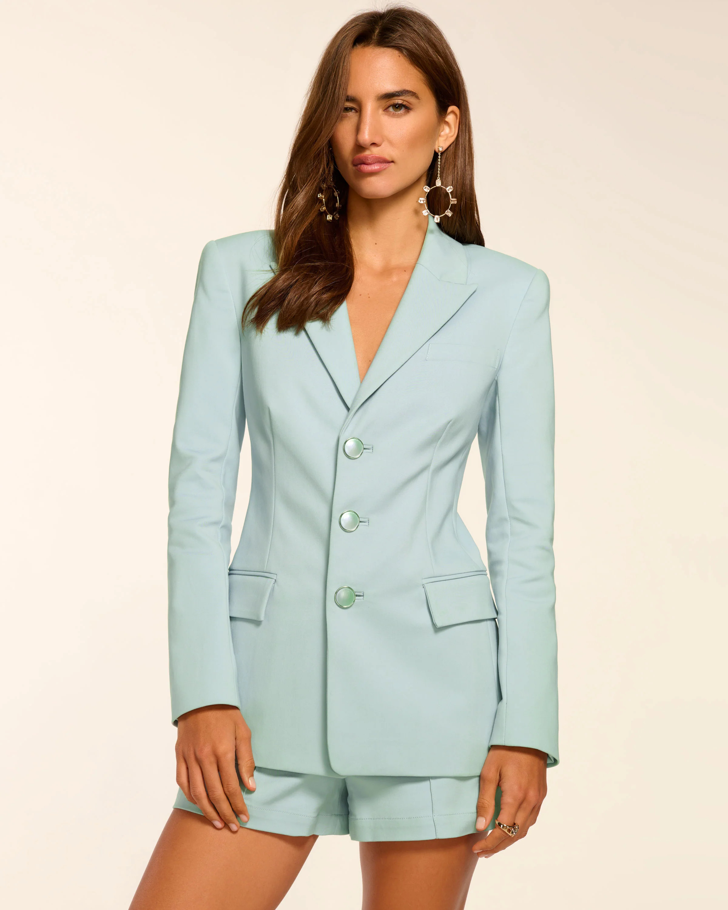 Cherie Stretch Cotton Blazer in Moonstone Blue | Ramy Brook