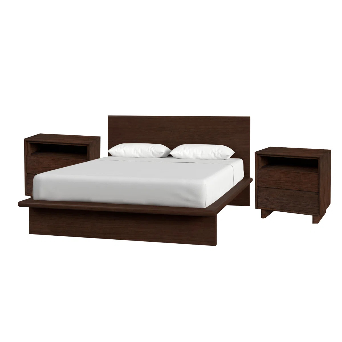 Eliza 3-piece Bedroom Set, Brown - King Bed, Two 2-drawer Nightstands | Wayfair North America