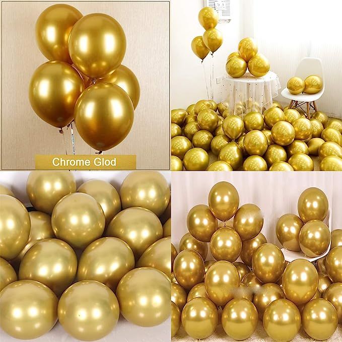 Chrome Metallic Balloons for Party 50 pcs 12 inch Thick Latex balloons for Birthday Wedding Engag... | Amazon (US)