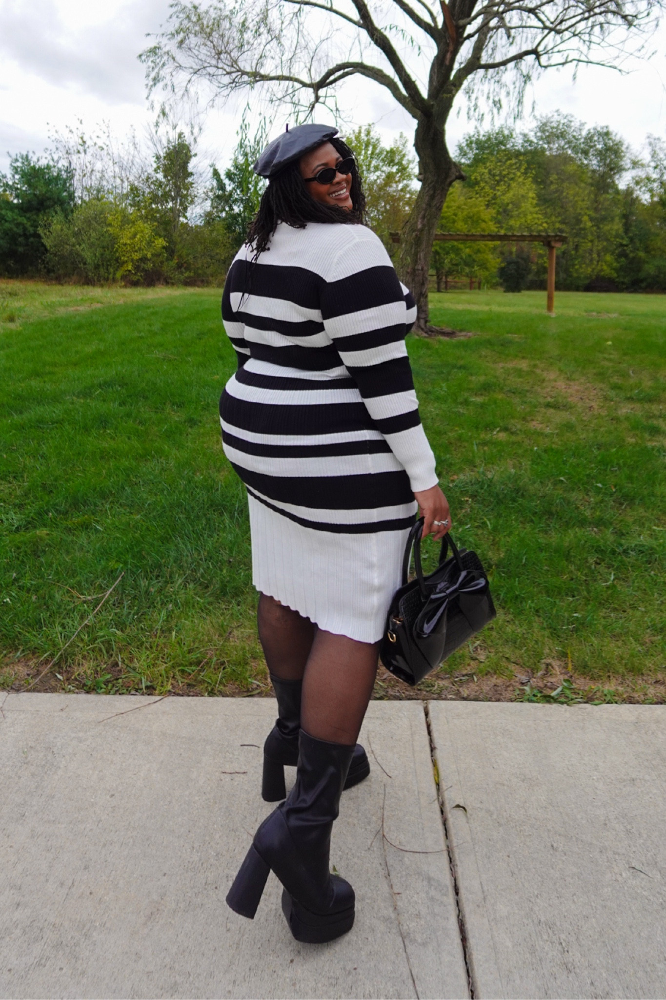 Channel effortless Parisian elegance with this classic black-and-white look. Im wearing a size 26 in this dress. A leather beret paired with a sleek, structured outfit brings bold European vibes to your wardrobe. Perfect for travel or a chic day out, this look proves that simple can be stunning.

#LTKFindsUnder50 #LTKPlusSize #LTKStyleTip