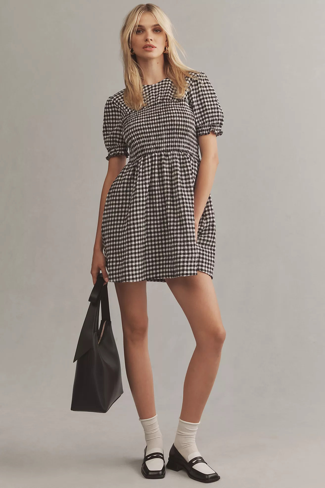 Maeve Puff-Sleeve Babydoll Mini Dress | Anthropologie (US)