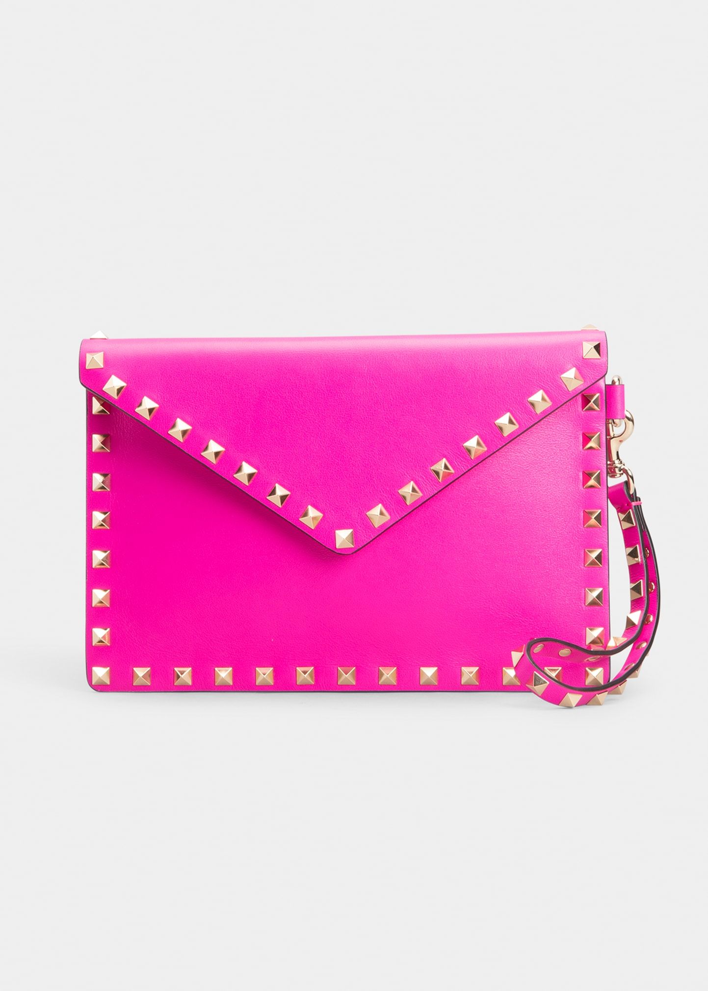 Rockstud Medium Leather Flat Clutch Bag | Bergdorf Goodman