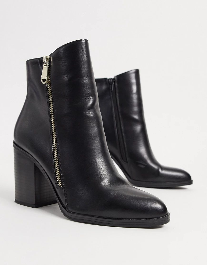 Call It Spring eroecia mid heeled boots with side zip in black | ASOS (Global)