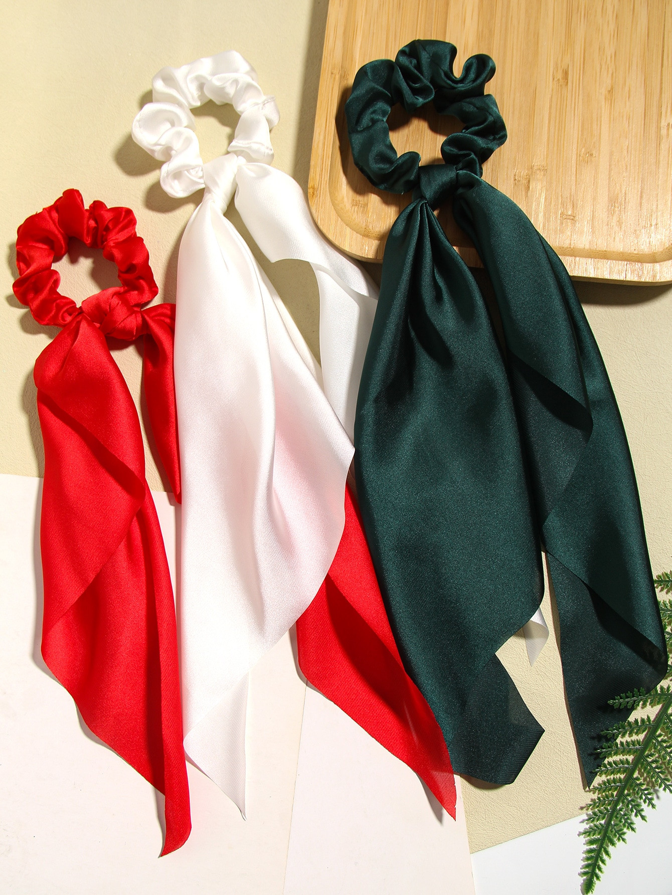 3pcs Solid Scarf Hair Tie | SHEIN