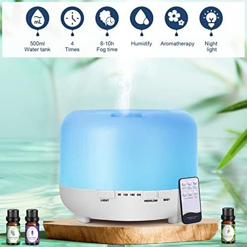 Aromatherapy Essential Oil Diffuser for Room: 500ml Aroma Air Humidifier Remote Control for Home ... | Amazon (US)