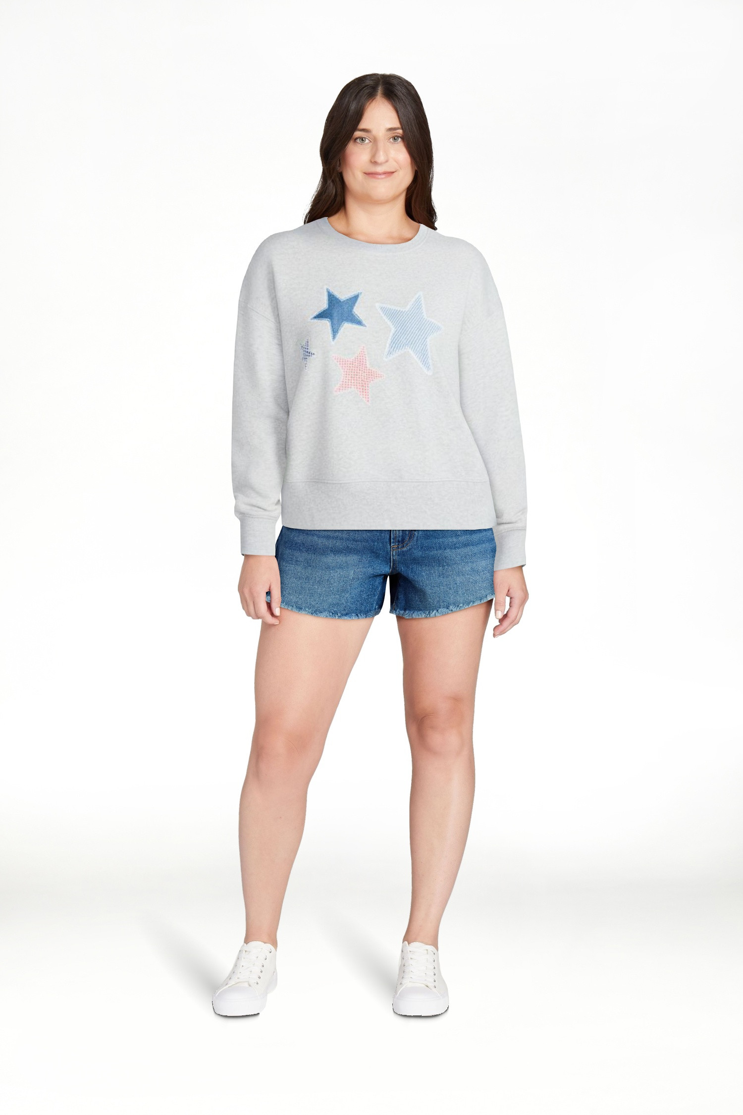 No Boundaries Boxy Americana Sweatshirt with Long Sleeves, Women's XXS-4X | Walmart (US)