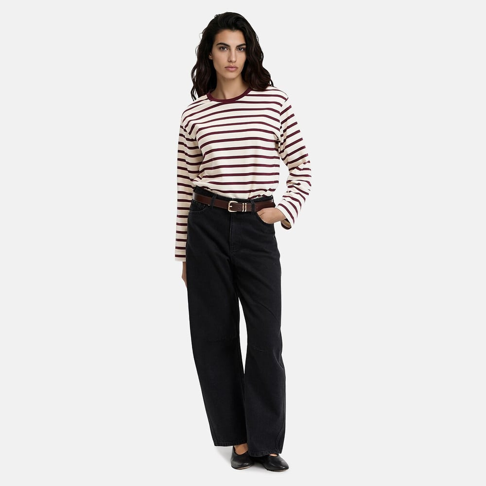 Striped Crew Neck T-Shirt with Long Sleeves | La Redoute (UK)
