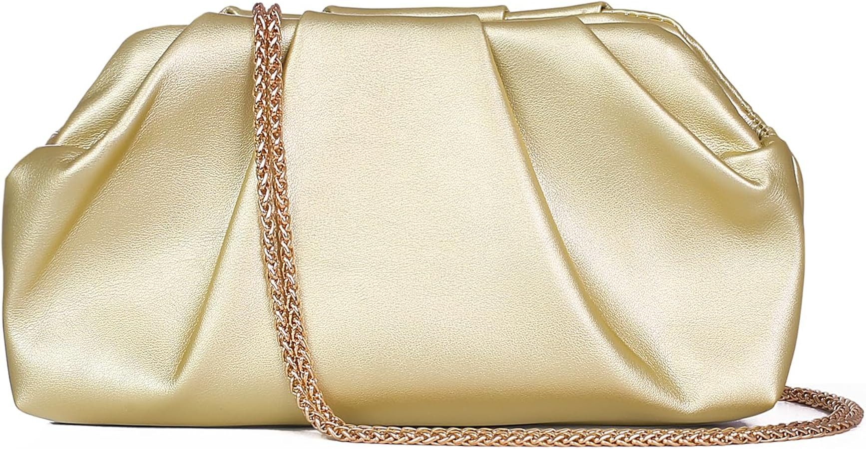 Clutch Purses for Women – Elegant Pleated Soft PU Leather Evening Bag with Detachable Chain, Id... | Amazon (US)