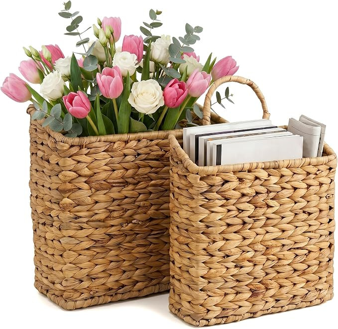 2-Pack Wicker Hanging Baskets for Storage and Decor | Amazon (US)