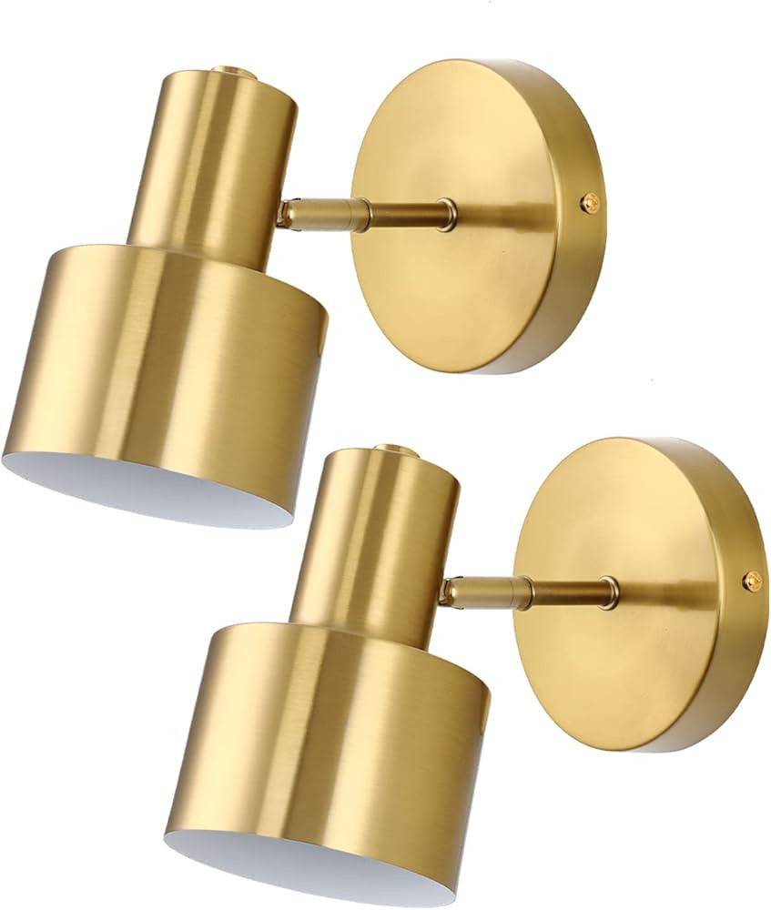 Wall Sconces Set of Two Gold Modern Wall Light Fixtures Industrial Vintage E26 Wall Lamp Fixture ... | Amazon (US)