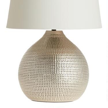 Pewter Punched Metal Prema Table Lamp Base | World Market
