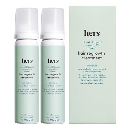 hers Topical Minoxidil Foam, 5% - Extra Strength Hair Growth Treatment for Women - Clinically Proven to Reduce Hair Loss in 3-6 Months - Unscented, 3 Month Supply, 2 Pack | Amazon (US)