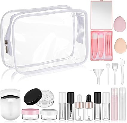 Maxdot 20 Pack Travel Makeup Containers Set Mini Makeup Brush Empty Bottles Kit with Finger Puff ... | Amazon (US)