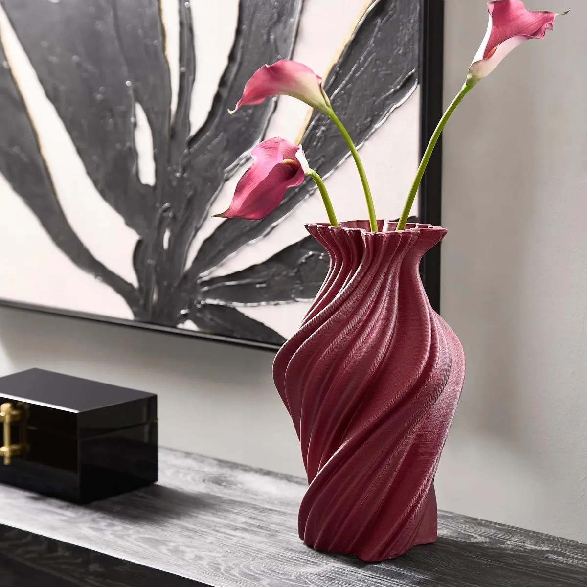 Flame Vase | Deep Red | Z Gallerie | 6.75"Diameter x 16.25"H | Porcelain | Z Gallerie