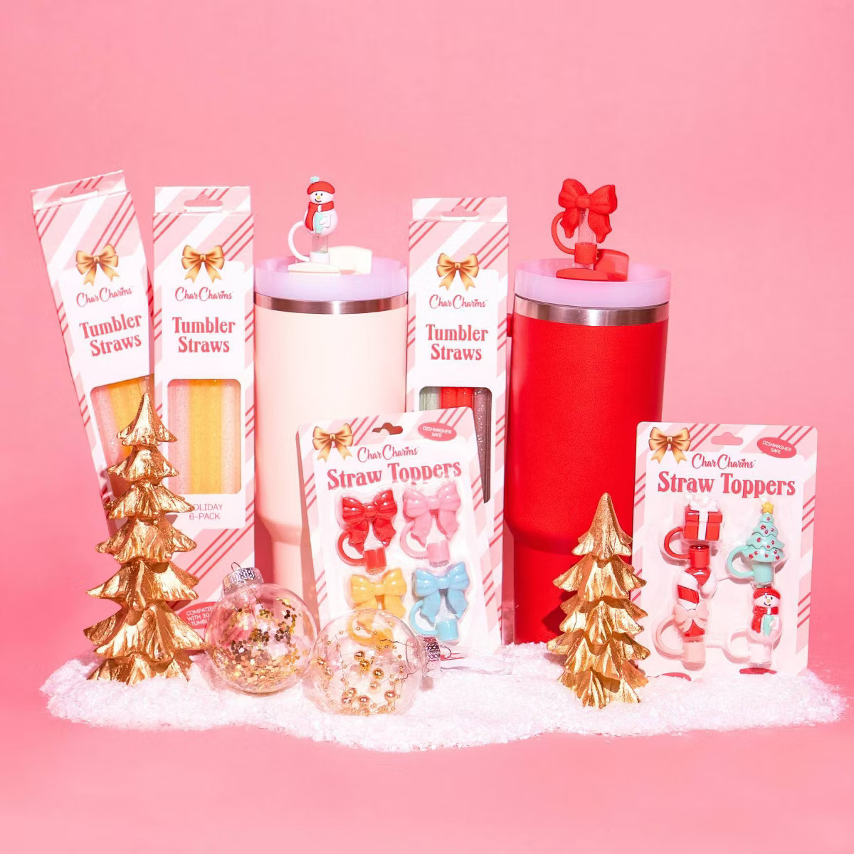 CharCharms 4pk Holiday Straw Topper | Target