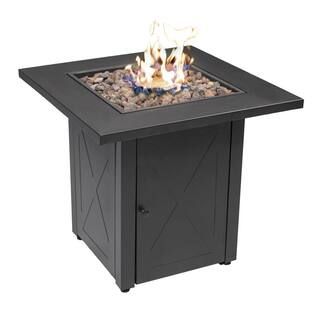 LAUREL CANYON Lava Rocks 48000 BTU 28 in. Square Outdoor Dark Gery Table Top with Lid Quick Auto ... | The Home Depot