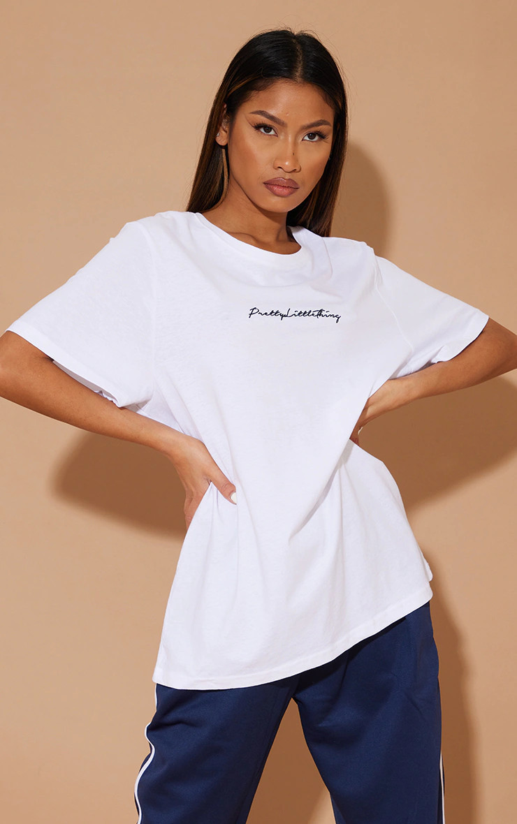 PRETTYLITTLETHING Cotton White Oversized T-Shirt | PrettyLittleThing UK