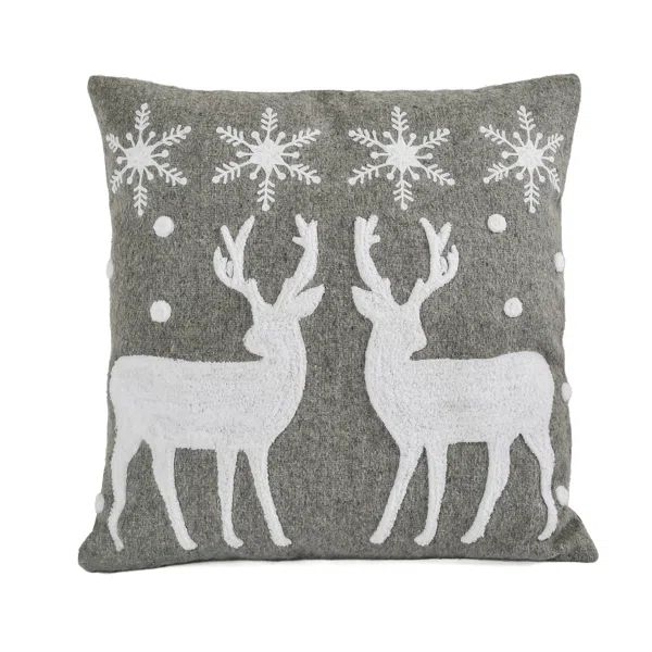 18" HGTV Home Collection Reindeer And Snowflakes Pillow | Wayfair North America