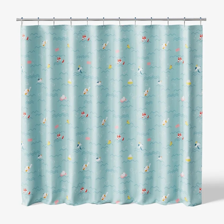 Mainstays Kids Fabric Shower Curtain with Hooks Set, Pets | Walmart (US)