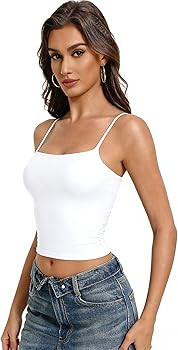 Avidlove Tank Tops for Women Square Neck Spaghetti Strap Double Lined Y2K Going Out Camisole Top | Amazon (US)