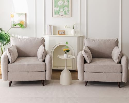 Oversized Accent Chair Set of 2,All Seats Storage,Comfy Armchair,24.5'' Deep Seat,Upholstered Liv... | Amazon (US)