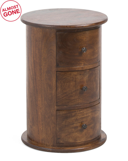 15in Solid Wood 3 Drawer Drum Side Table | TJ Maxx