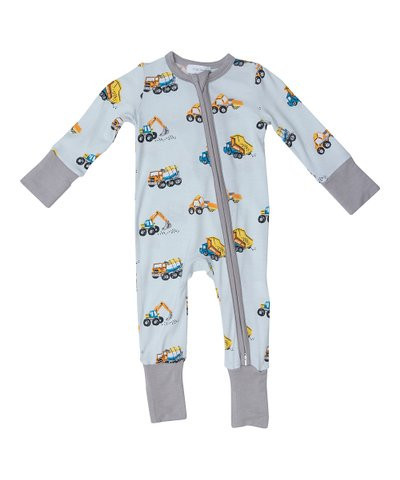 Gray & Blue Construction Two-Way Zip-Up Playsuit - Newborn & Infant | Zulily