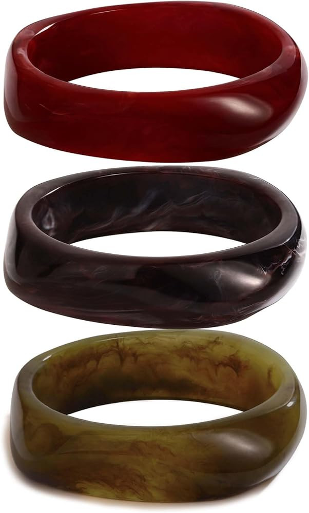 Chunky Resin Bracelet for Women Vintage Tortoiseshell Resin Bangle Bracelets Set Wide Acetate Wri... | Amazon (US)