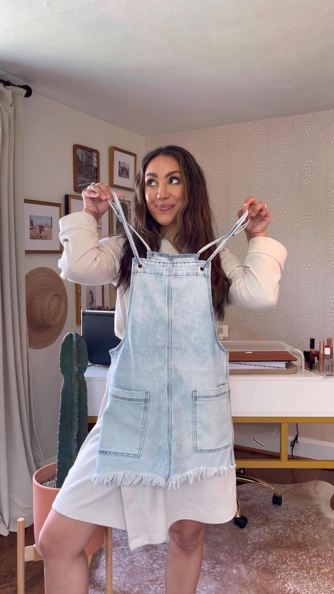 Wearing a small in the overalls!