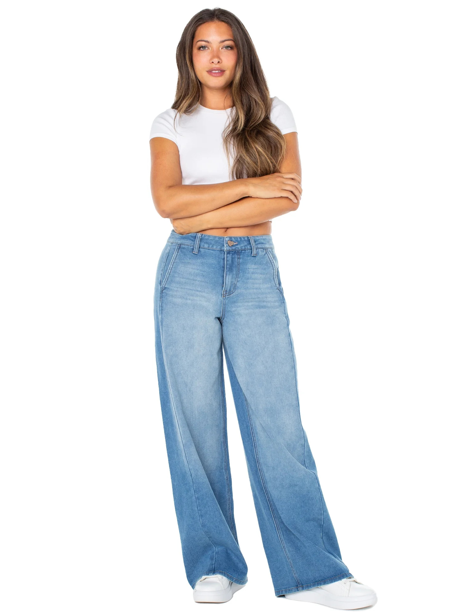 Celebrity Pink Wide Leg Trouser Pocket Jean - Walmart.com | Walmart (US)