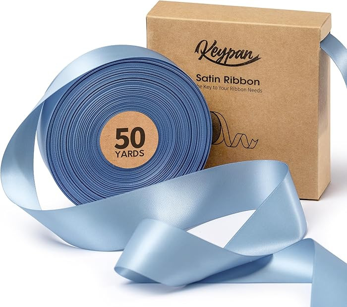 Blue Satin Ribbon 1-1/2 Inch x 50 Yards Double-Faced Ribbons for Gift Wrapping Flower Bouquet Wed... | Amazon (US)
