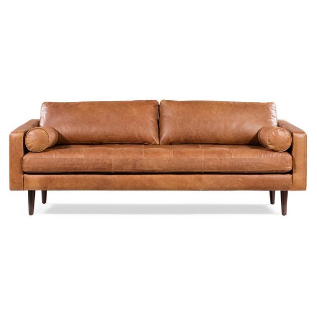 Florence Mid-Century Modern Sofa Cognac Tan - Poly & Bark | Target