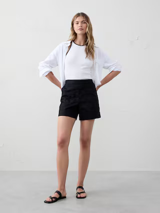 Linen-Blend Pull-On Short | Banana Republic Factory