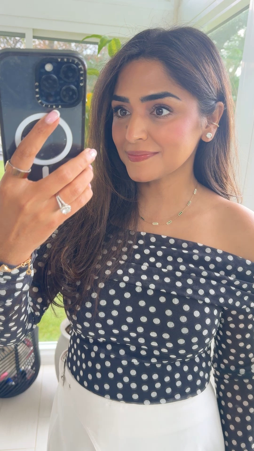 All the details are linked for my look ! Love this polka dot top and skirt ! I’m 5’2” and wearing top and bottom in a size small. The shoes are comfy - I’ve worn them multiple times to dinner and day time events. The cuff is Amazon and great quality for the price ! Drop any questions here !

#LTKStyleTip #LTKFindsUnder100 #LTKSaleAlert