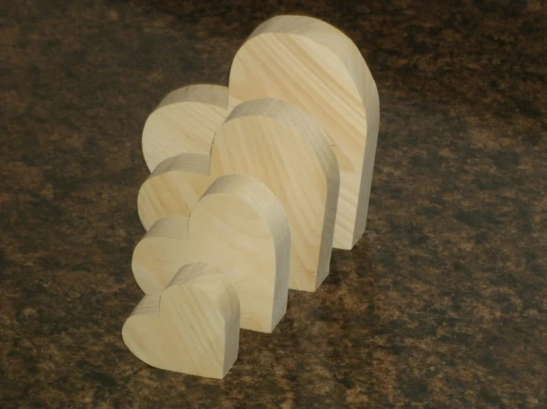 Listing is for 1 - unfinished wooden heart , Choose either 2", 3" 4" or 4 1/2" tall 4 sizes avail... | Etsy (US)