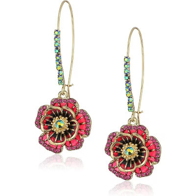 Colorful Rose Dangle Earrings: Romantic Floral Statement Jewelry Gold One Size | Target