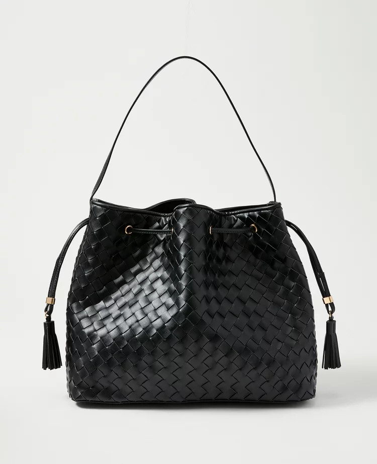 Cinched Tassel Woven Tote | Ann Taylor