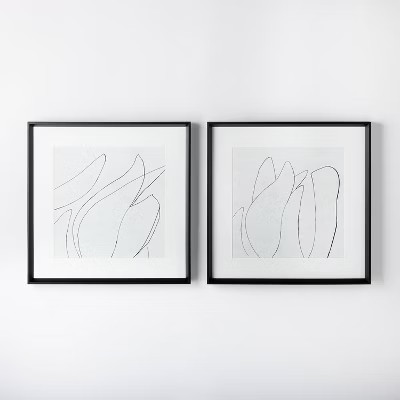 (Set of 2) 24" x 24" Sketch Art Print Black/White - Threshold™ designed with Studio McGee | Target