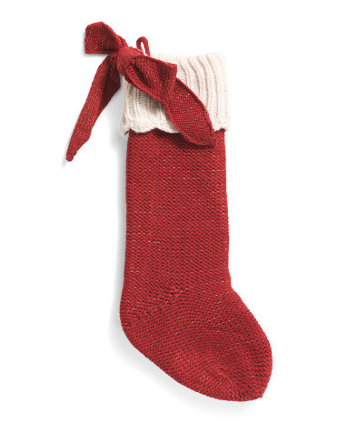 22in Knit Bow Stocking | TJ Maxx