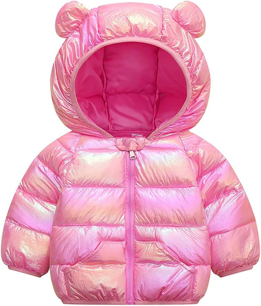Winter Down Coats for Kids Baby Boys Girls Light Puffer Padded Jacket Bear Hoods Infant Outerwear | Amazon (US)