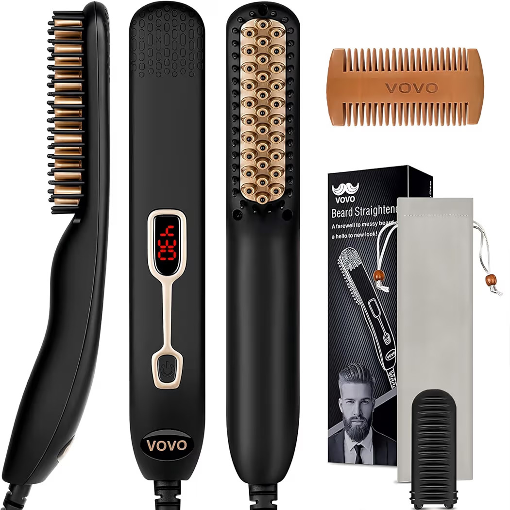 VOVO Beard Straightener Comb Upgrade Professional 2 in 1 Men's Beard Straightening Heated Hair St... | Amazon (US)