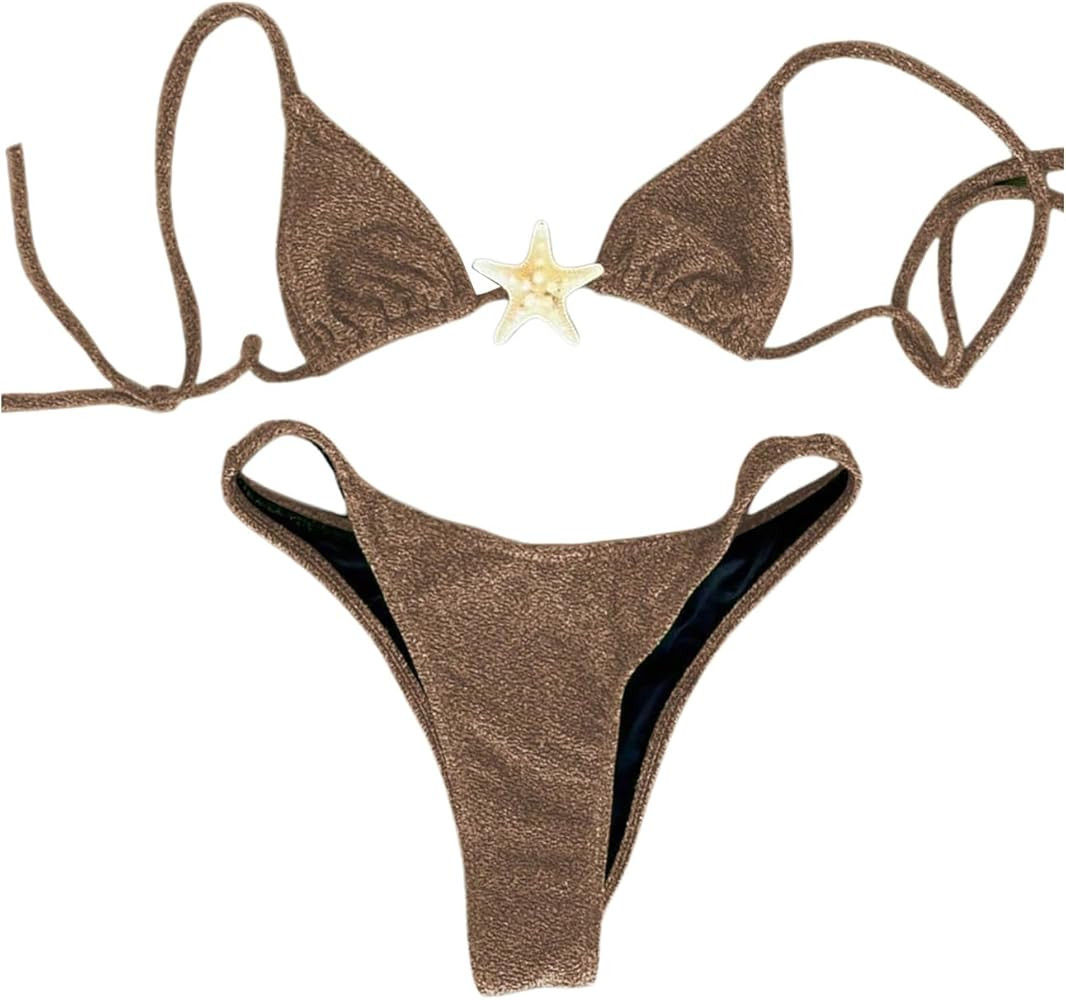 SOLY HUX Women's Sexy Halter Triangle Bikini Set Tie String Swimsuit High Cut Thong Two Piece Bat... | Amazon (US)