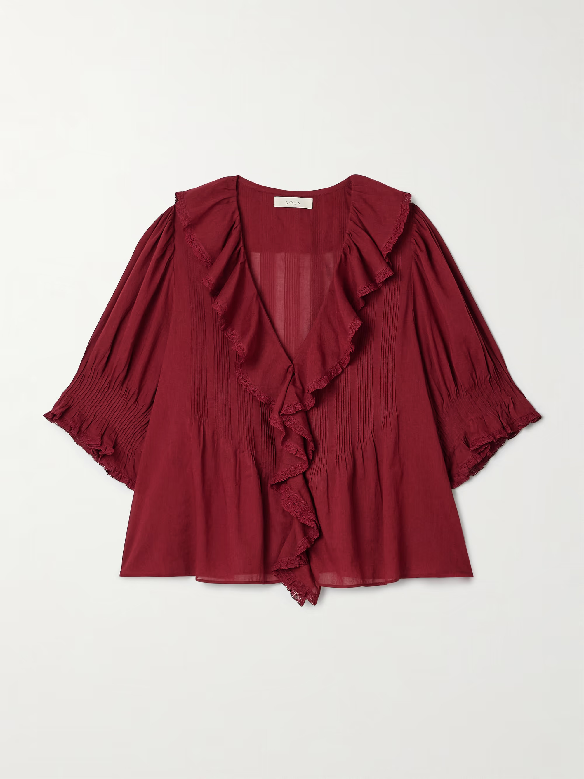 Henri lace-trimmed ruffled pintucked organic cotton-voile blouse | NET-A-PORTER APAC
