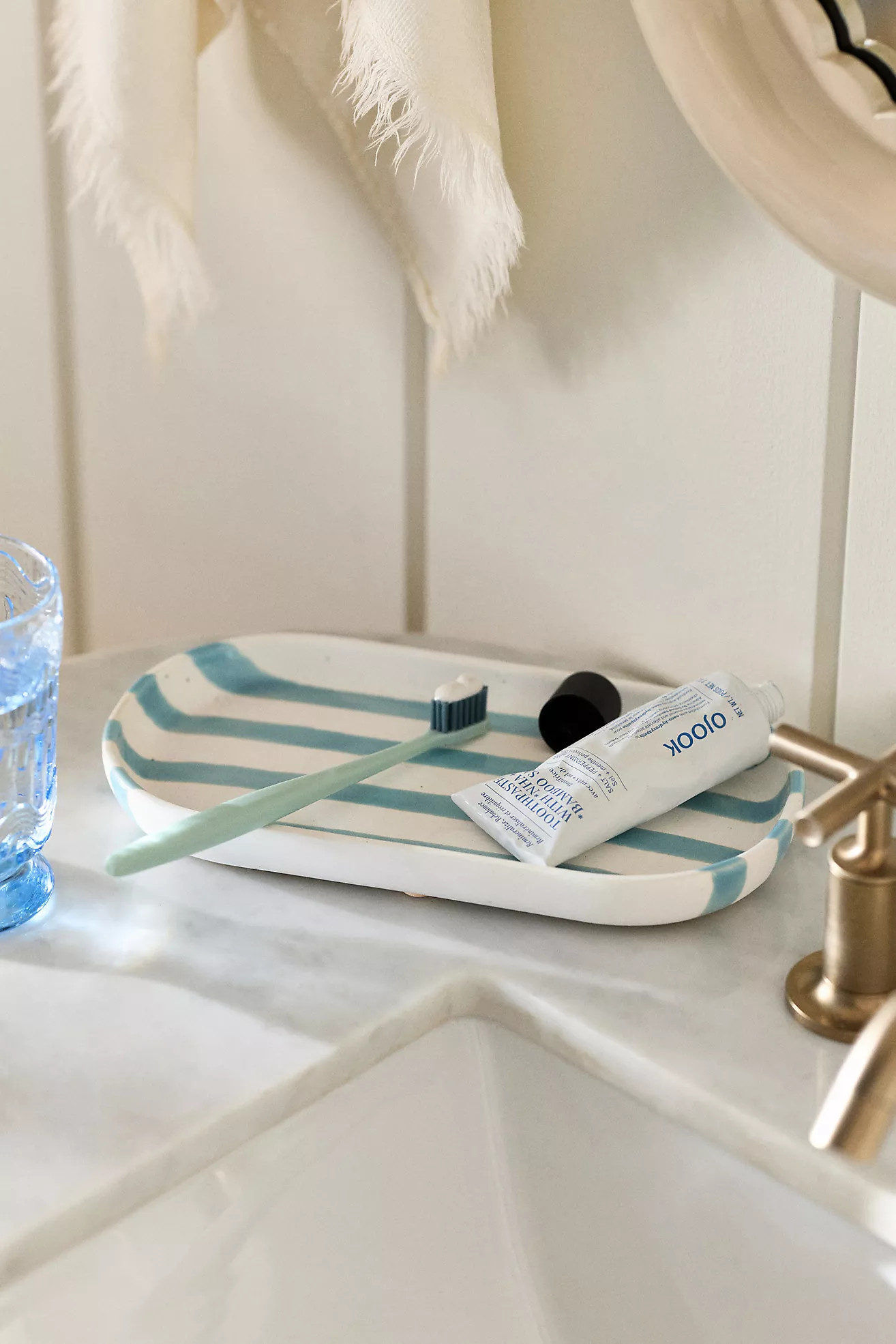 Striped Ceramic Bath Tray | Anthropologie (US)
